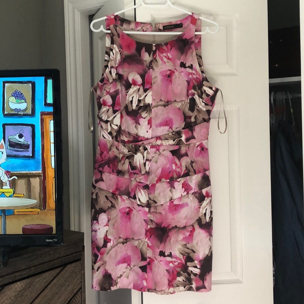 Supertrash pink, cream, gold floral dress